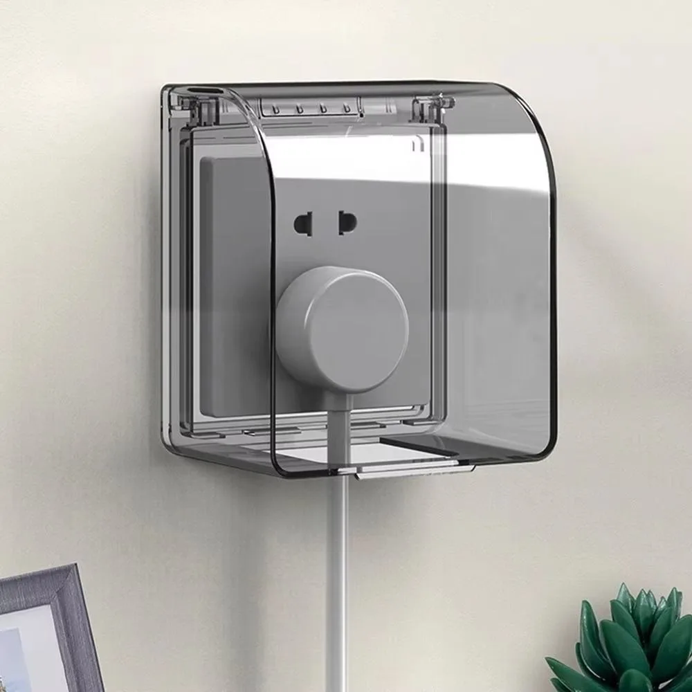 Self-Adhesive 86 Type Wall Socket Waterproof Box Plastic Prevent Electric Shock Electric Plug Cover Antifouling Thickening