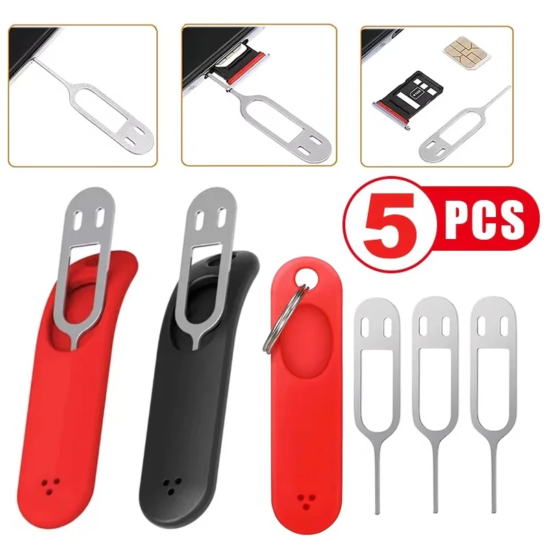 Universal Sim Card Remover Tray Opening Tool Eject Pin Needle Opener With Silicone Protective Sleeve For iPhone Xiaomi Huawei