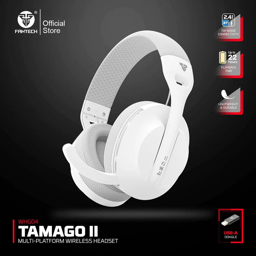 FANTECH TAMAGO II WHG04 Wired and Wireless Headset 40MM Big Driver 22 Hours Usage Time Headphones with Microphone ENC Headset