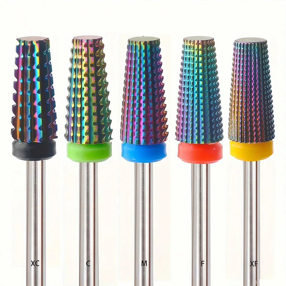 1/5Pcs 3-in-1 Nail Drill Bits, 3/32 Inch Shank, Suitable for Quick Nail Polishing and Gel Removal