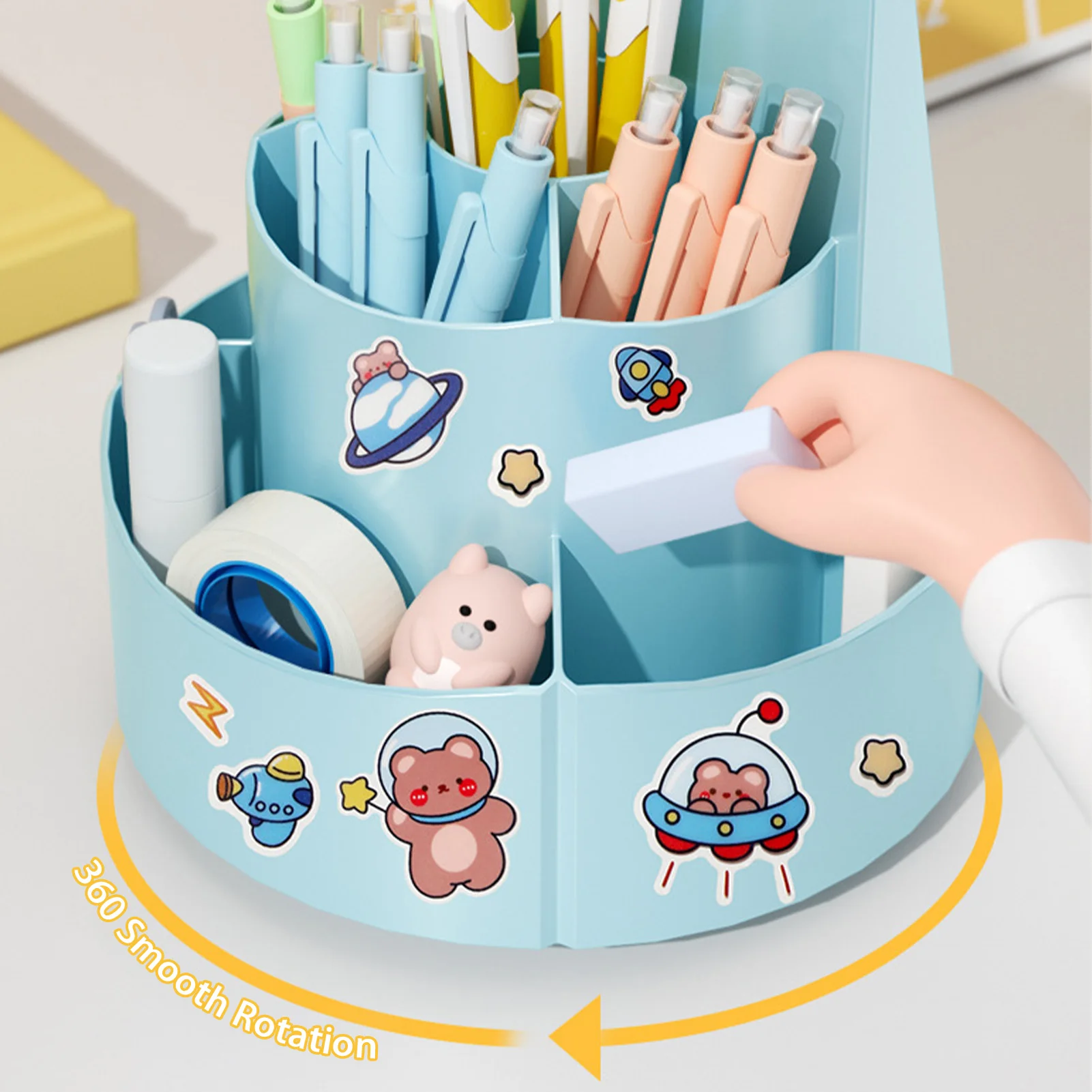 Rotatable Pen Holder Chore Chart Multi-Functional Office Pencil Organizer Stationery Essentials Suitable for Kids Teenagers