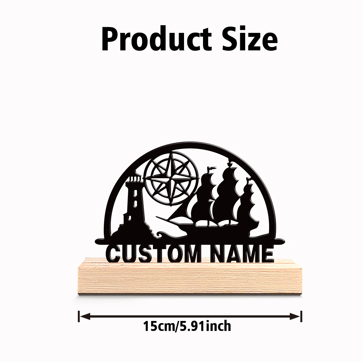1PC Customizable Metal Statue of Sailing Boats And Lighthouses with Wooden Base Tabletop Decoration for Painters And Graduations