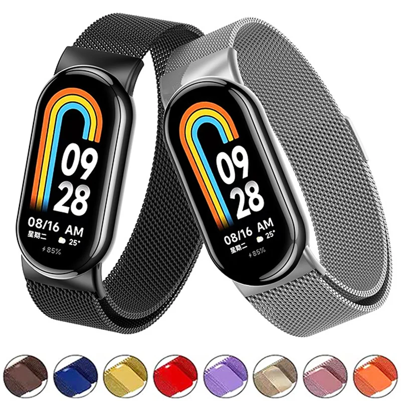 Milanese Loop Strap For Xiaomi Mi Band 9 8 NFC stainless steel Quick Release belt Correa Miband8 Bracelet Mi band 9 Accessories