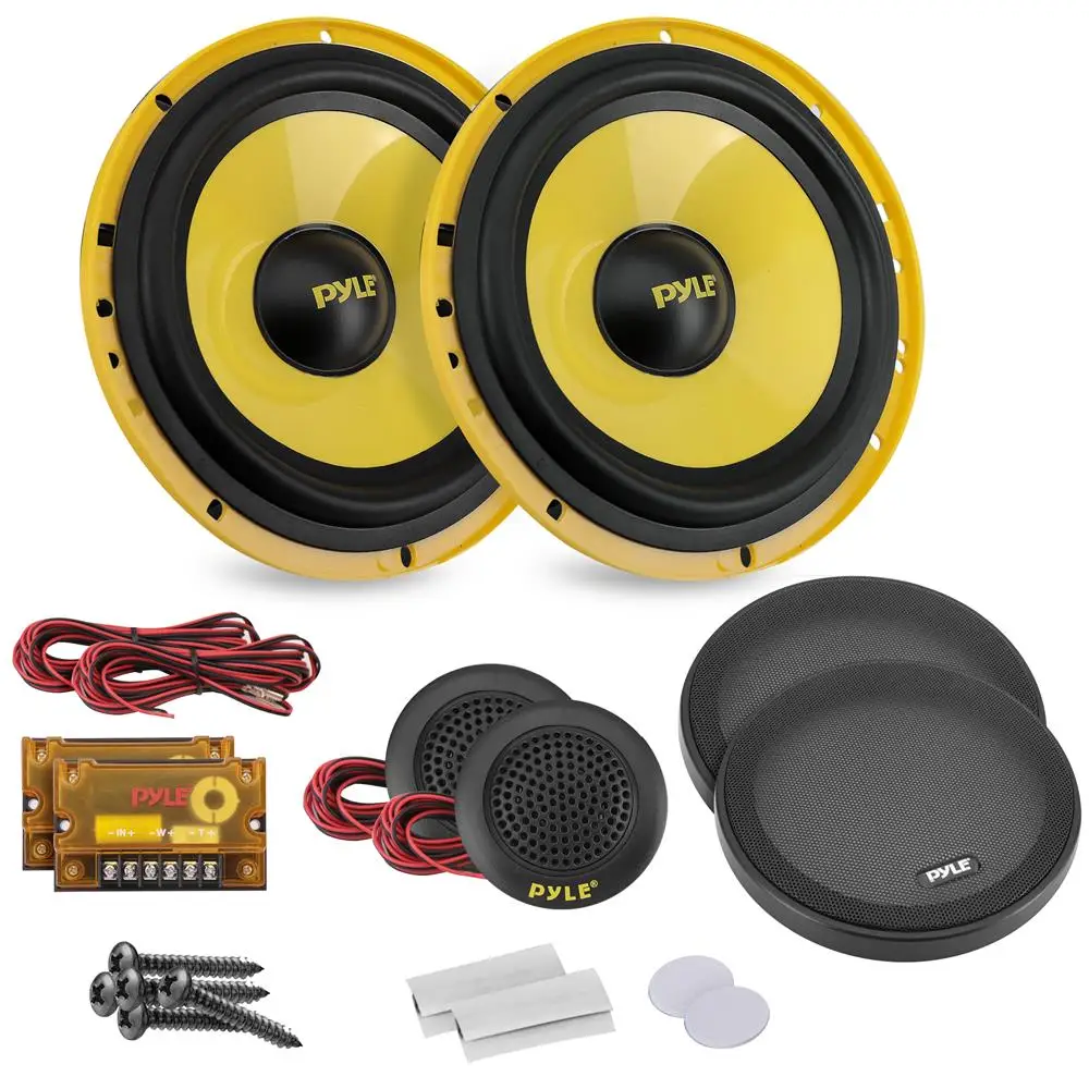 

Pyle 6.5" 2-Way Component Speaker System, 400W, Electroplated Basket, Butyl Surround, 40oz Magnet – PLG6C (Yellow)
