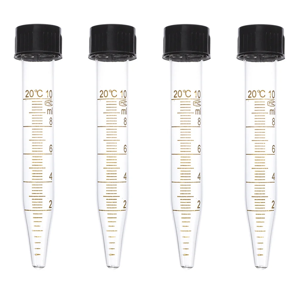 4Pcs Transparent Tubes 10ml Spiral Graduated Laboratory Test Tubes Leak Resistant Cover Liquid Storage Vials