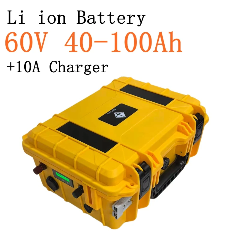 Portable 60V 60Ah 80Ah 100Ah Lithium ion Battery with Bluetooth BMS  for 5000W Golf Cart Energy Storage Solar System Boat