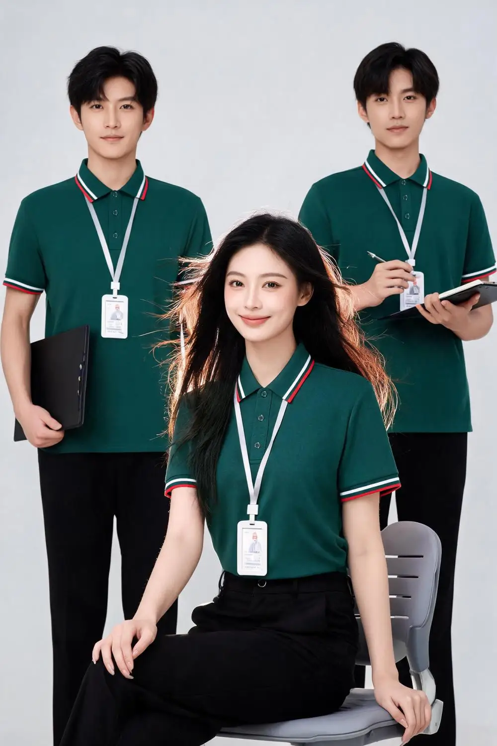New 300g polyester-cotton men's and women's identical business polo shirt with custom logo, large size, breathable and loose-fit