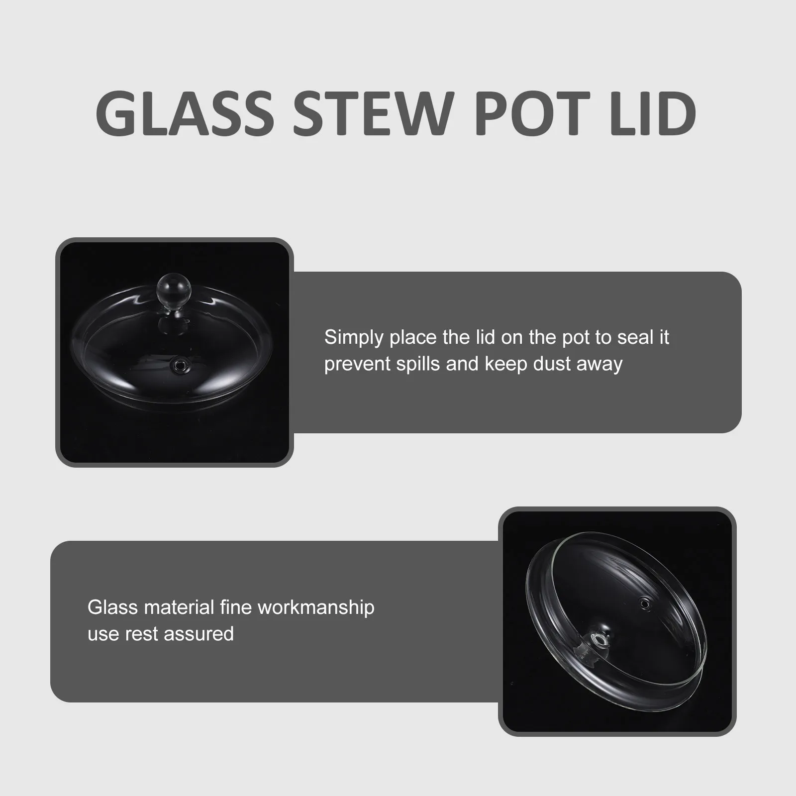 Tapa de cristal transparente resistente al calor de borosilicato para olla de cocina, para estufa, sopa, fideos y cacerola