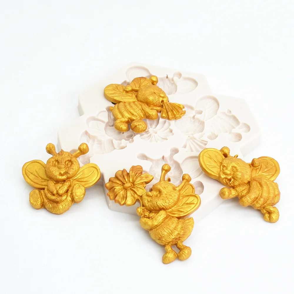 Silicone Cake Mold Cute Bee Flower Resin Kitchen Baking Tools For DIY Chocolate Dessert Fondant Mould Lace Decoration Supplies