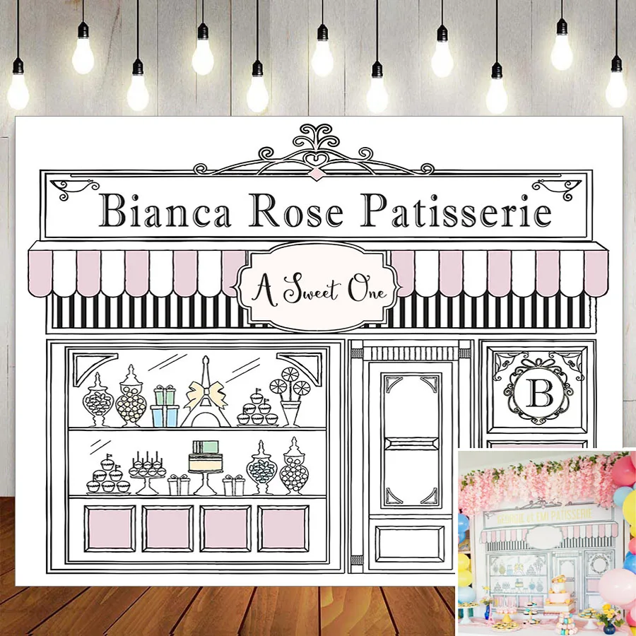 Fondo de pastelería personalizado, pastel de París, pastelería, dulces para Baby Shower, niños, niñas, niños, pancarta de fiesta de cumpleaños de primer año