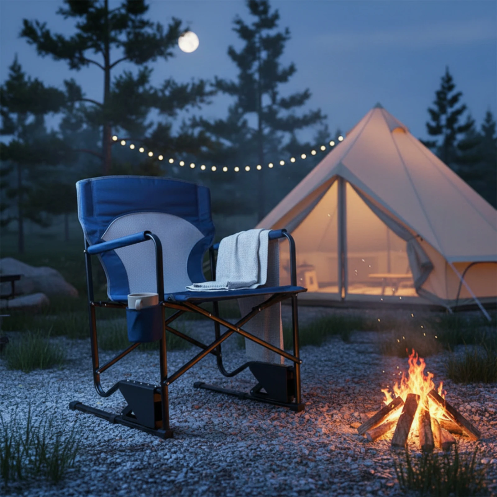

4 Pieces Oversized Tall Director Chair Heavy-Duty Camping Director Chair Outdoor Seating High Weight Capacity Compact Size