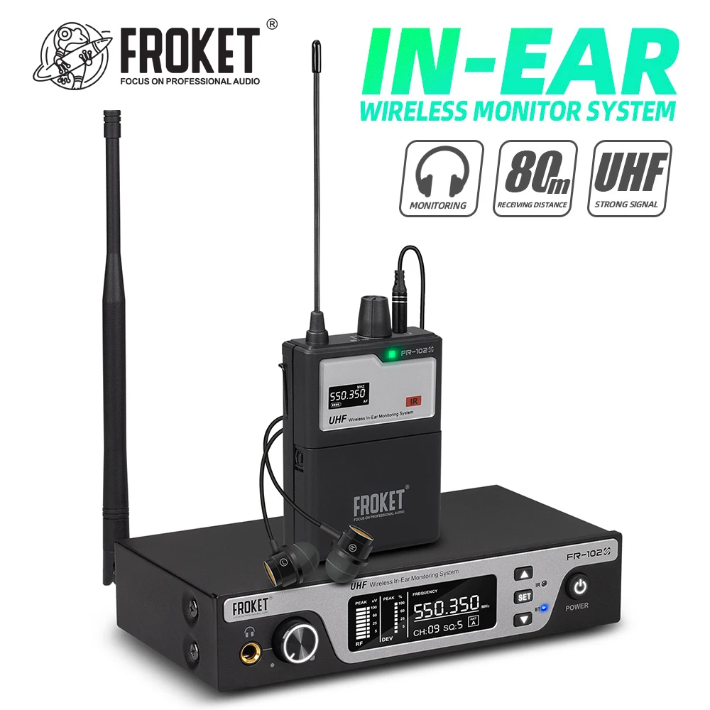 Debra FR-102 UHF Профессиональная внутриканальная беспроводная система мониторинга для выступлений на сцене с несколькими приемниками для оркестра, церкви