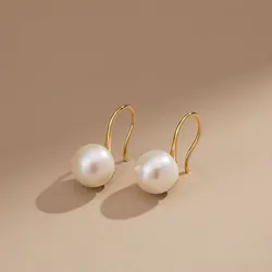 Senlissi-New Fashion Wholesale 8-12mm Round White Pearl and 925 Sterling Silver Stud 18 k Earrings for Women  Jewelry Gifts