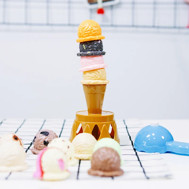 เด็กจําลองอาหารของเล่น Ice Cream Stack Up Play เด็กแกล้งทําเป็นเล่นของเล่นของเล่นเพื่อการศึกษาสําหรับของขวัญเด็ก