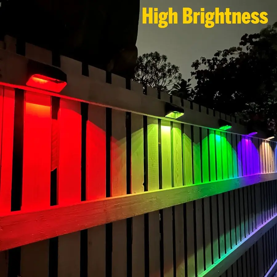 

Solar Fence Lights,Solar Lights Outdoor Waterproof,Warm White and RGB 8 Colors,Dusk to Dawn Deck Light, Outdoor Lighting for Bac