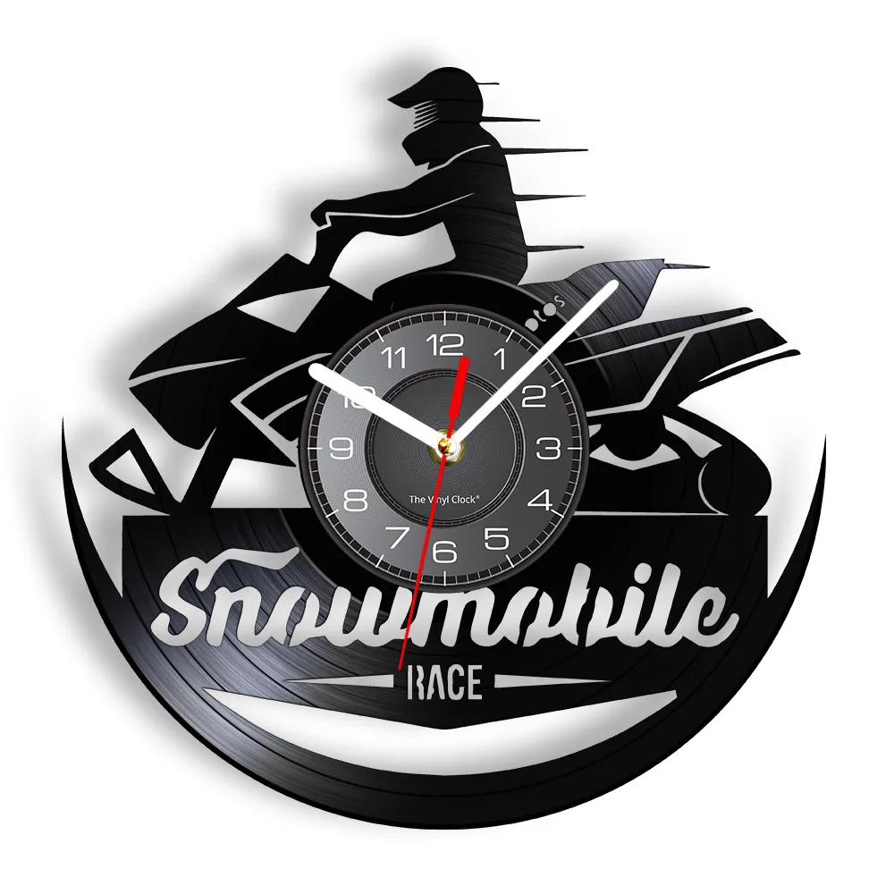 Snowmobile Racing Decorative Wall Clock For Bedroom Ski-Doo Winter Home Decor Snow Machine Motor Sled Retro Vinyl Record Clock