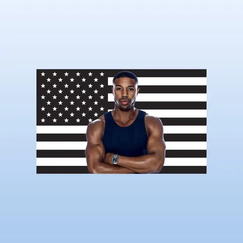 Tapiz con bandera americana negra de Michael B Jordan - Decoración de pared de actor de Hollywood - Banner estético para dormitorio - Regalo para fans