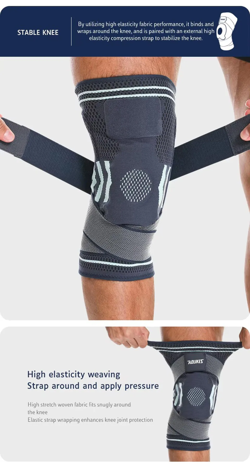 Aolikes Knies tützen mit Silikon gel Patella Kompression hülse Feder stütze schützen Stabilisator für Arthritis Sport Acl Erholung – Detail 9