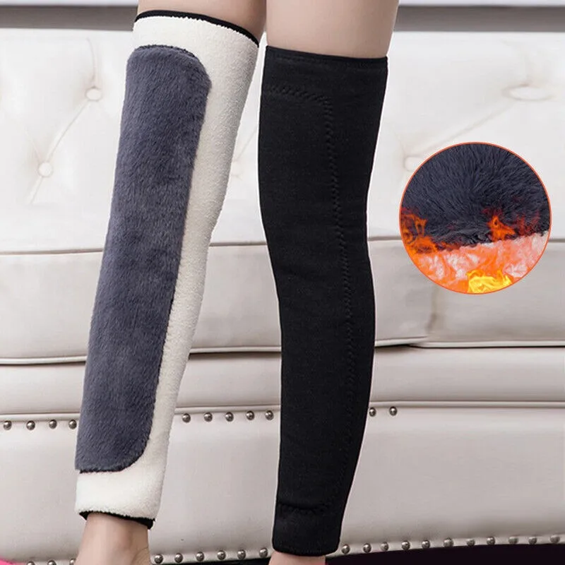 1 Pair Knee Brace Support Thermal Winter Leg Sleeves Imitation Rabbit Faux Lamb Velvet Furry Warm Leggings Pads 2024 New