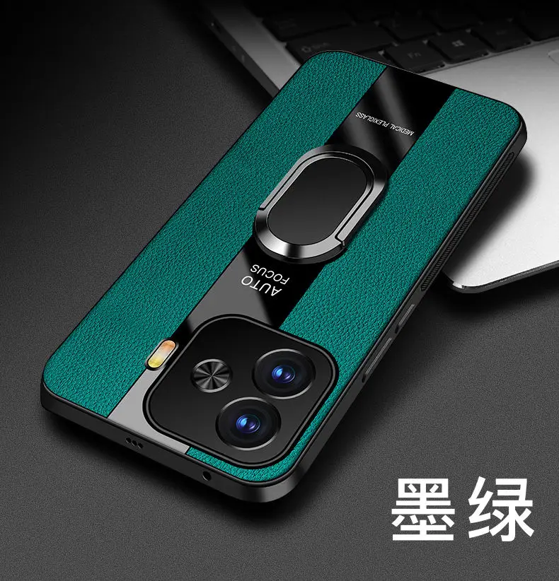 For VIVO IQOO Z9 Turbo Plus Case Car Magnetic Leather Racing Back Cover For IQOO Z9 Turbo Bracket Shockproof Bumper Funda