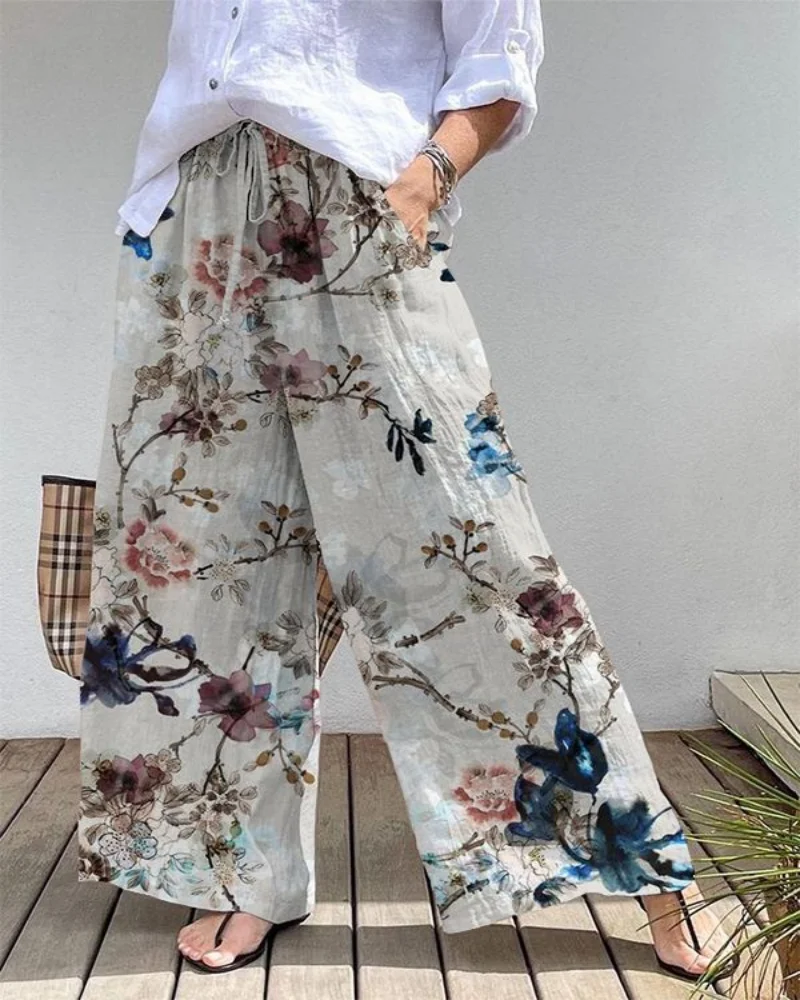 

2024 Cross border New 3D Digital Printed Large Size Pants Skirt Micro Pull Fashion Loose Women's Pants