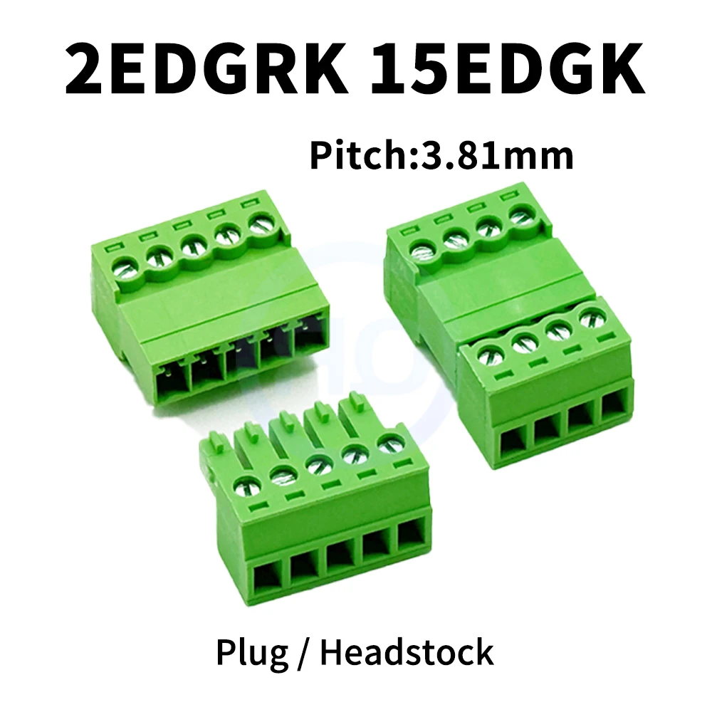 (10Sets) KF 2EDGRK + 2EDGK 3.81mm 3.5mm Plug-In Terminal Block Solderless 15EDGRK 15EDGKP 2~24P Set of Plugs and Pin Headers