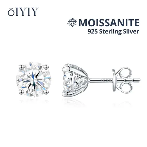 OIYIY 1ct Moissanite Earrings for Women Man 925 Sterling Silver Stud Earrings GRA Certified Lab Grown Diamond Wedding Gift