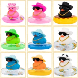 Car Rubber Duck, Coloured  Duck Decoration Dashboard with Sun Hat Swim Ring Necklace Sunglasses for Car Dashboard Decorations