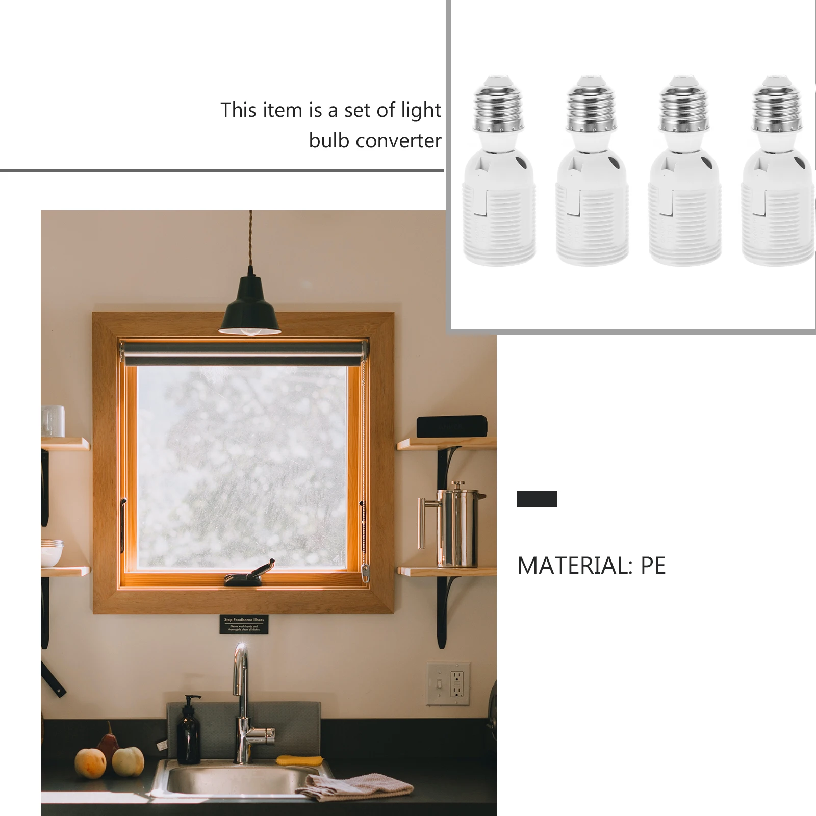 

4pcs E27 Lamp Bulb Socket Extender Plastic Socket Converter High Temperature Resistant Corrosion Proof Long Lasting Easy Install