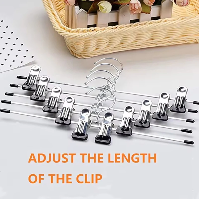 Anti-Slip Metal Trousers Clips Hangers Heavy Duty Pant Hanger with Clips for Jeans Skirts Wardrobe Clothes Organizer Black TMZ