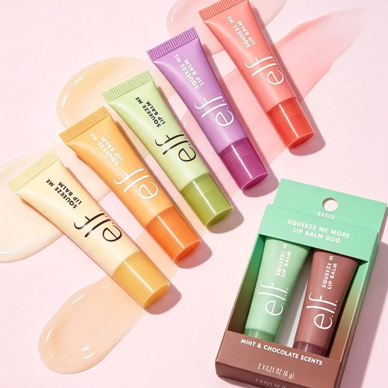 New Elf 2Pcs Duo Set Mango-Watermelon Mint-Chocolate Lip Balm Long Lasting Moisturizer Lip Gloss Lipstick Vanilla Wild Cherry