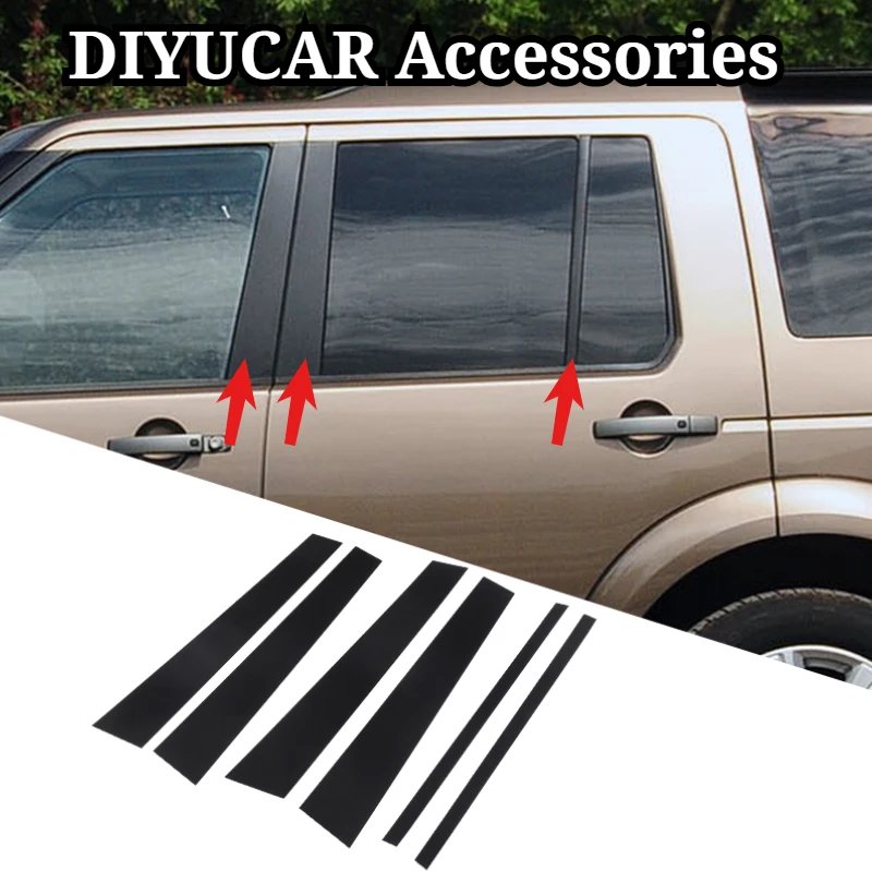 For Land Rover Discovery 3 4 LR3 LR4 2004-2016 PC Black Car Door Window Center B Pillar Post Cover Trim Exterior Car Accessories