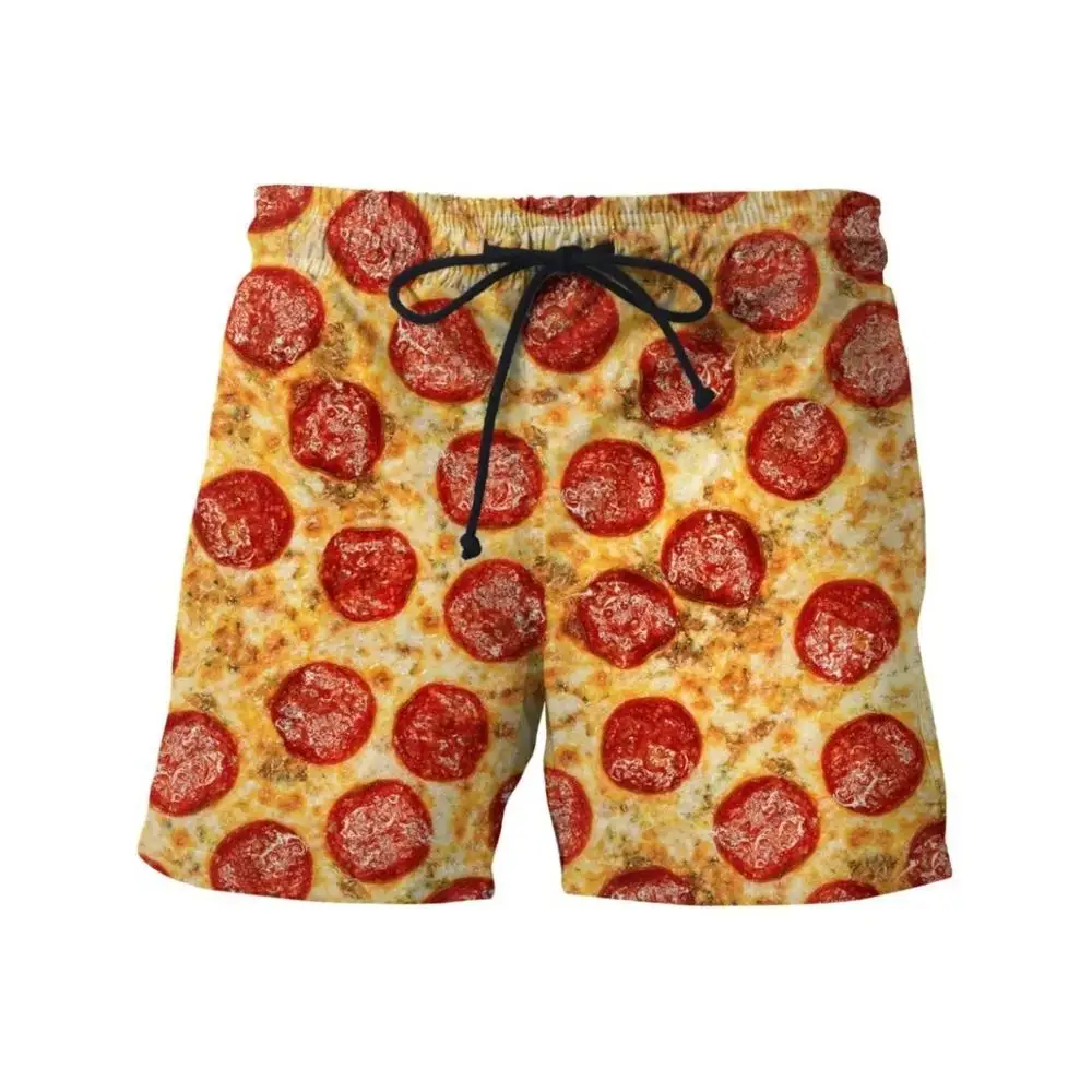 

Novelty Food 3D Print Men's Shorts, Hip Hop Streetwear Beach Swim Trunks