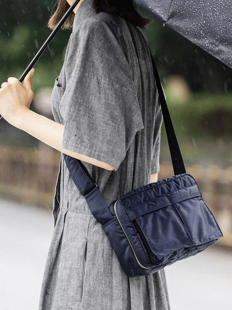 Estilo japonês casual bolsa de ombro à prova dwaterproof água dos homens crossbody saco pano náilon fanny pacote ao ar livre saco do mensageiro