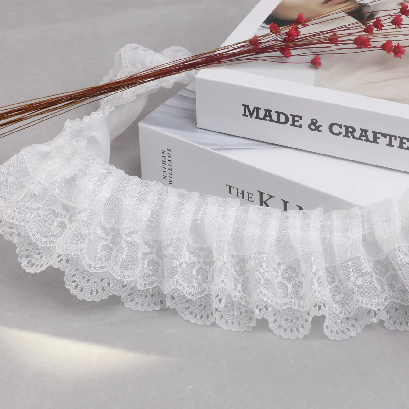 6.5cm Triple Layer Chiffon Ribbon Frill Lace Clothing Skirt Trim Ruffle Lace Home Textile Accessories Pleated Lace