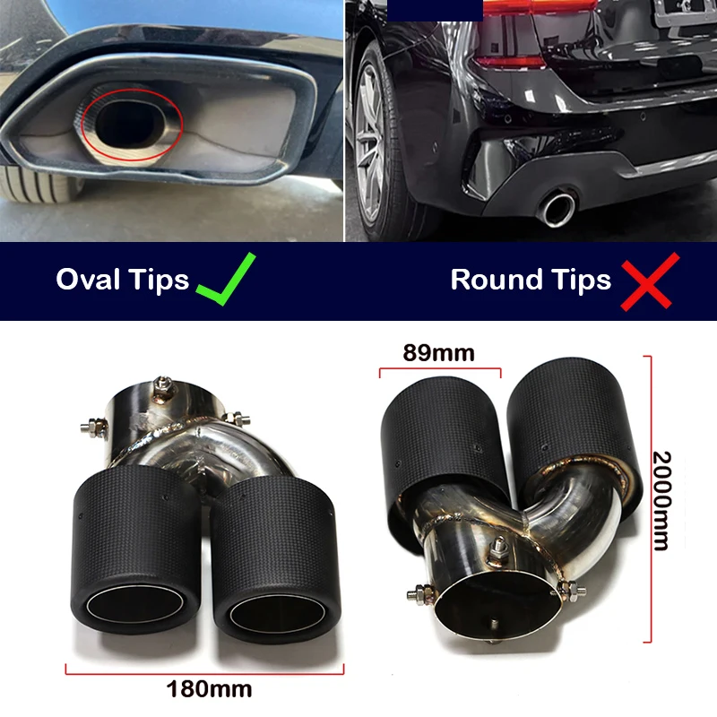 Car Exhaust Carbon Fibre Quad Exhaust Tailpipe For BMW G20 G21 M340i MPE Muffler Black Tailpipe Exhaust System 2019+