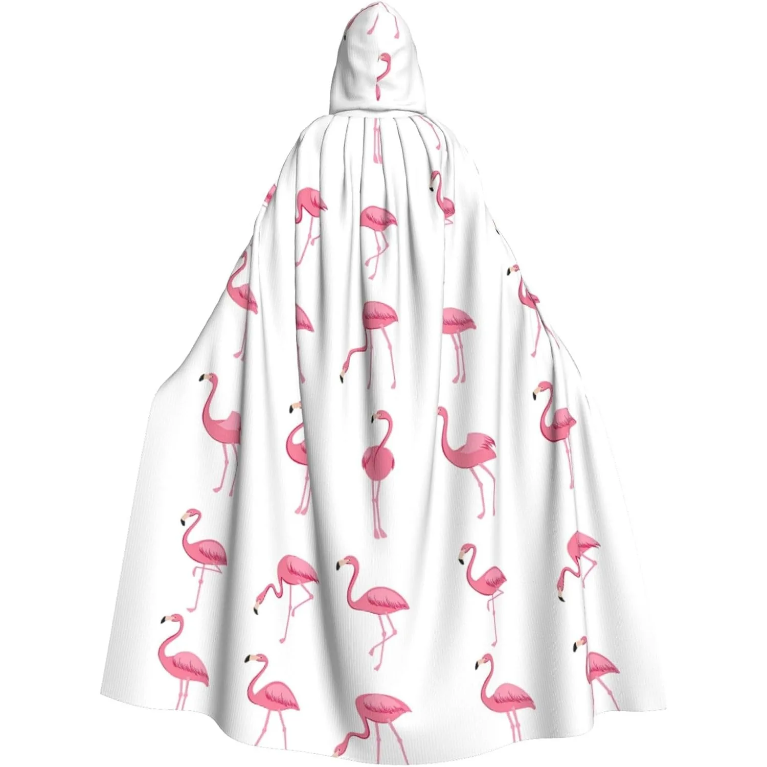 

Фламинго на белом принте, накидка с капюшоном для взрослых, карнавальная праздничная накидка, халат для косплея, костюм для вечеринки, готический карнавал