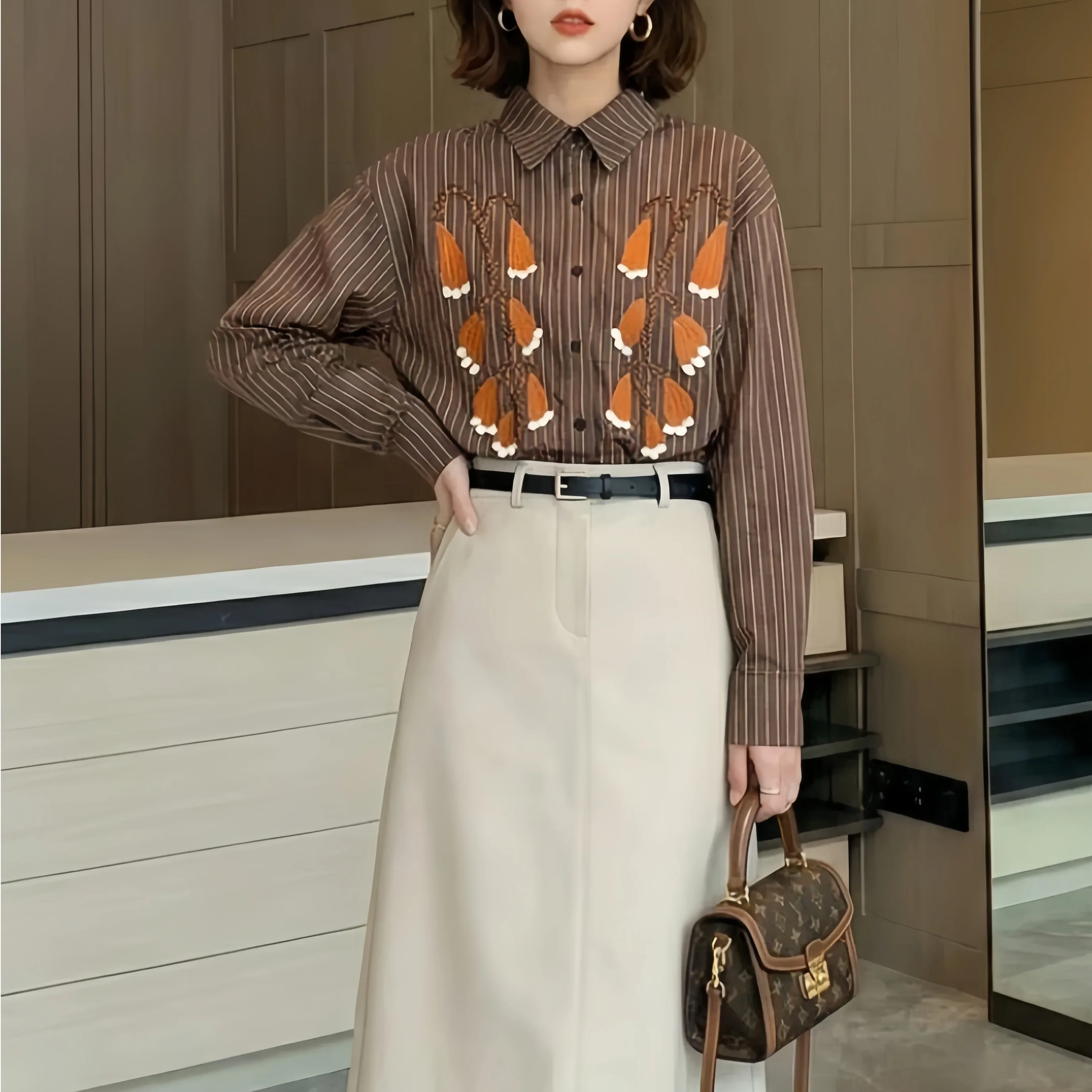 

Кардиган женский прямого кроя с вышитым воротником в корейском стиле, универсальный, для повседневной носки, весна 2026