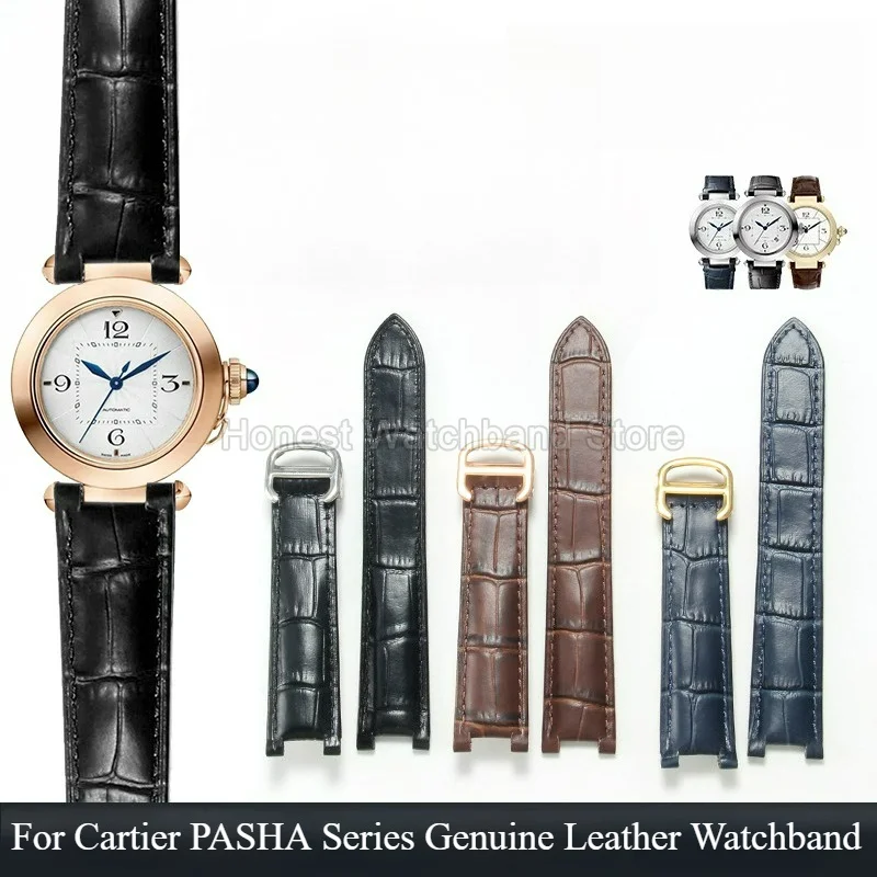 For Cartier PASHA Series W2PA0008 W3019351 Premium Durable Comfortable Genuine Leather Watch Strap Notched Endpoint Design