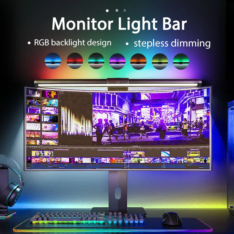 Led Light Bar Monitor RGB Computer Lamp Stepless Dimming USB Monitor Light Bar Reading Lamp Table Computer Backlight Screen Lamp