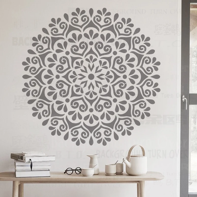 

70cm - 110cm Stencil Wall Decor For Painting Plaster Template Furniture Makers Putty Larges Big Large Mandala Ceiling Round S045