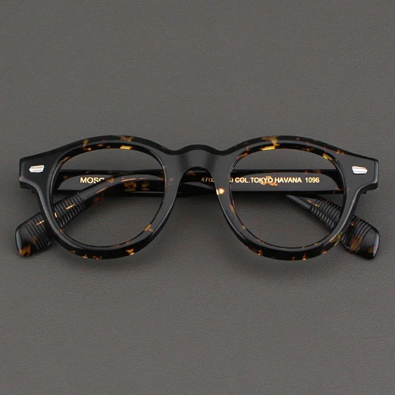 Vintage Handmade Eyeglass Frame for Men Black Round Acetate High-end Optical Glasses Women Myopia Reading Prescription Eyewear