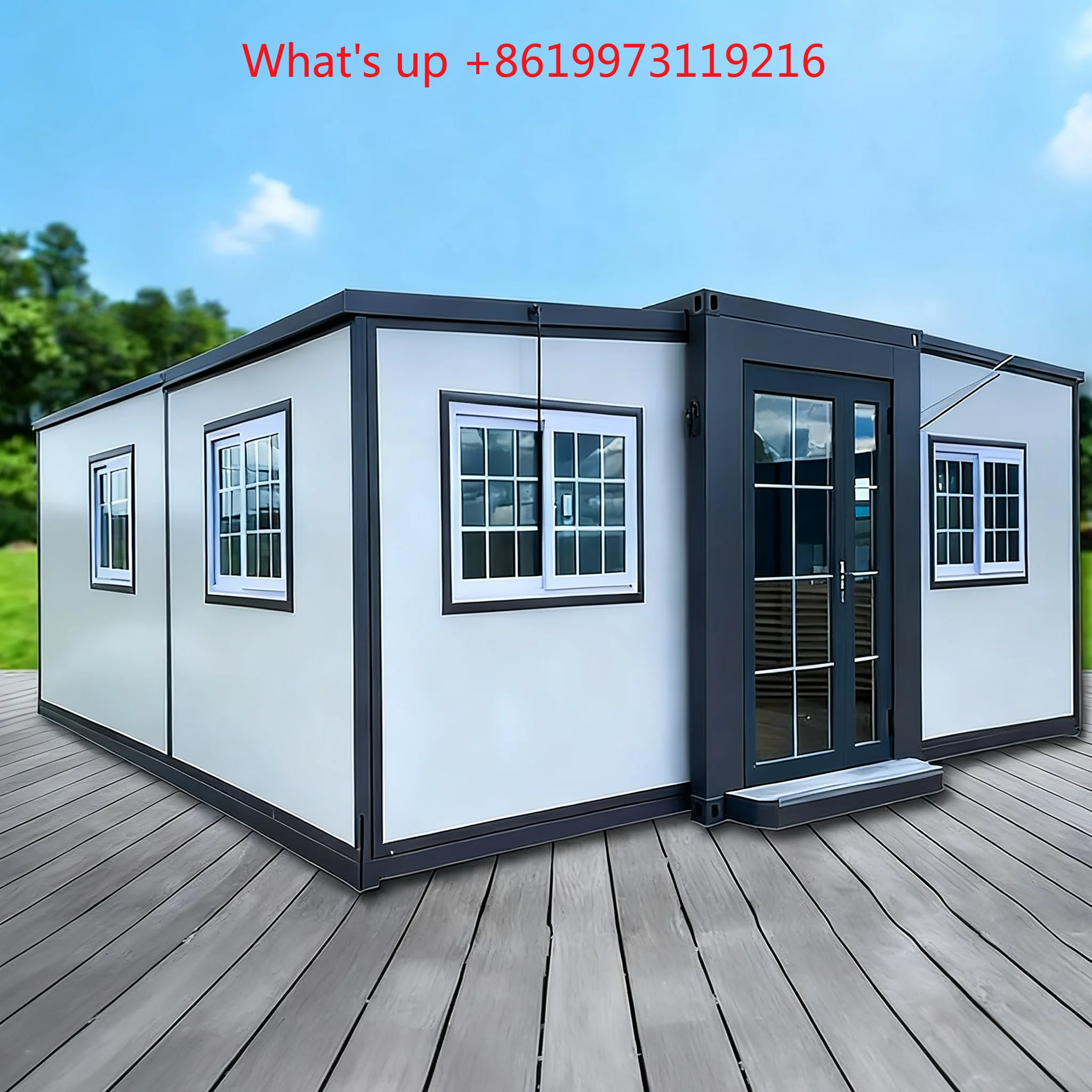 2026 Factory Wholesale Prefab 3in1 Expandable Steel Container House Mobile Tiny Villa Modern Two Rooms Kitchen Bathroom