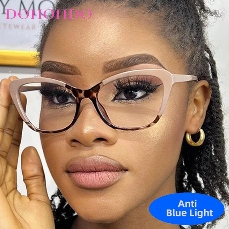 

Fashion Luxury Designer Big Frame Cat Eye Blue Light Blocking Glasses Women Men Computer Optical Protection Eyeglasses Lentes