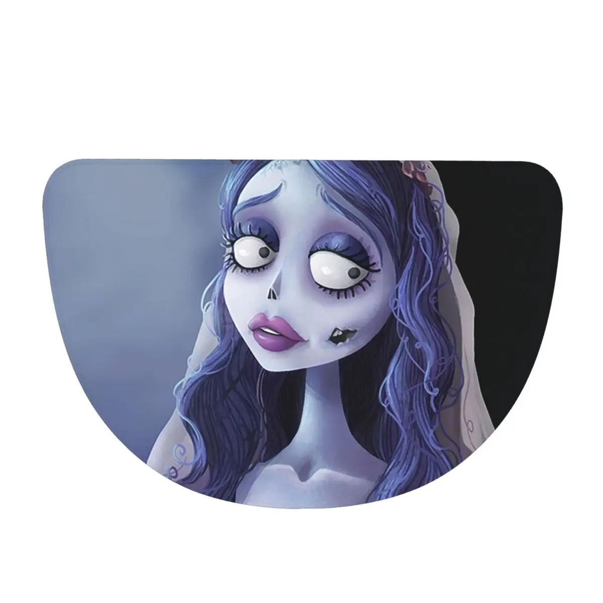Emily The Corpse Bride Soft Flannel Half Round Doormat Non Slip Bathroom Mat Absorbent Floor Carpet for Home Bedroom
