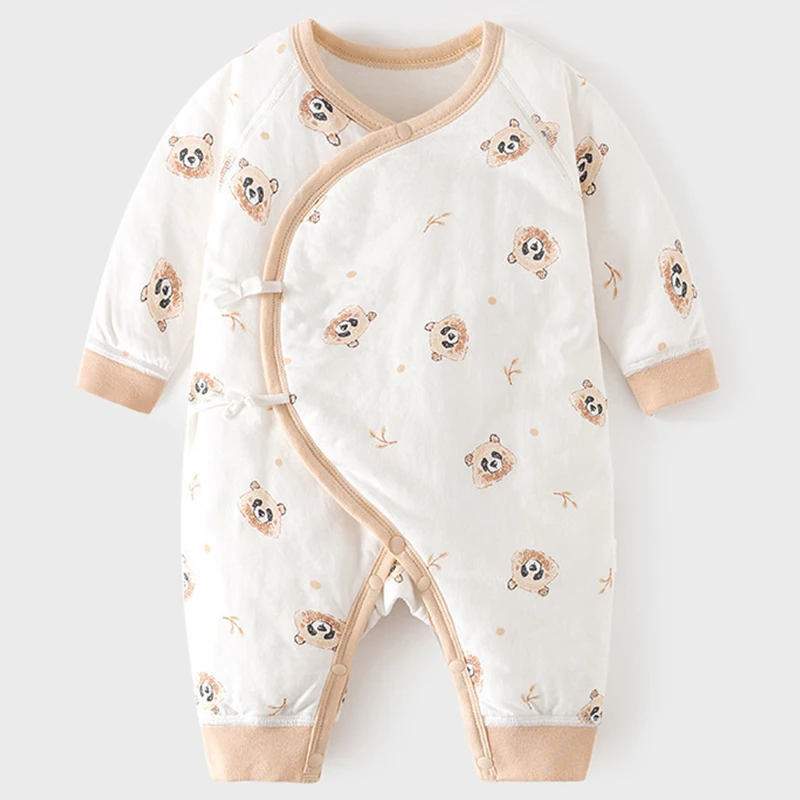 Winter Infant Girl Boy Clothes China Style Casual Cartoon Cute Flowers Cotton Warm Baby Rompers Jumpsuits Newborn Items BC552