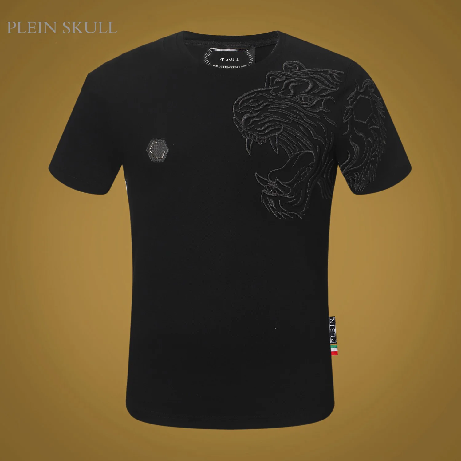 

PLEIN SKULL Heavy Industry Embroidered Men's Fashion Short Sleeve Top Summer Gothic Fitness T-shirt Breathable Casual Sports Tee