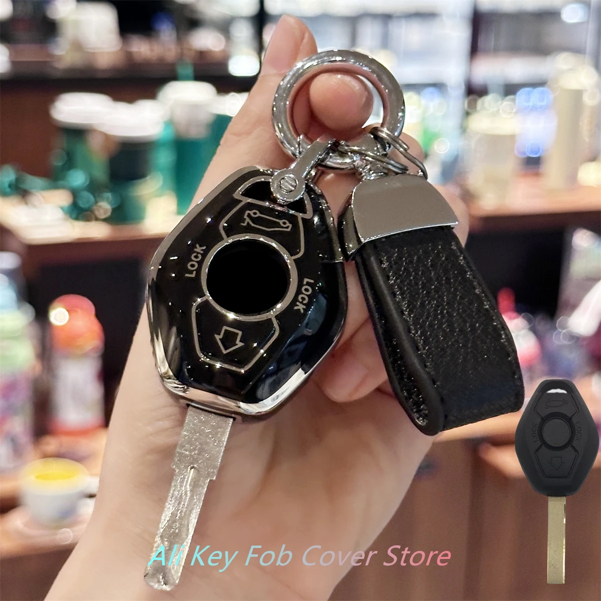 Key Fob Cover Keychain Lanyard for BMW 3 5 7 Series M3 M5 M6 X3 X5 Z3 Z4 Z8 Keyless Entry Remote Control Key Case Protector