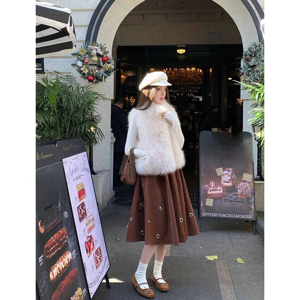 Fall Winter Short Women's Faux Fur Jacket Fluffy Leather Vest Luxury Sensation Eco-friendly Fashion Outerwear Female Coat