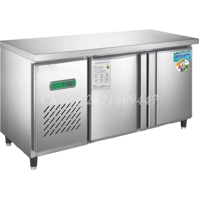 Stainless Steel Water Bar Table Electric Refrigerator Boba Tea Counter Kitchen Work Table Fridge Refrigeration Equipment